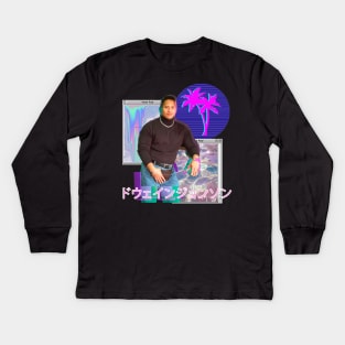 Dwayne Johnson Vaporwave Kids Long Sleeve T-Shirt